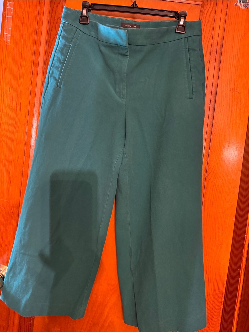 Ann Taylor Green Wide Leg Trousers